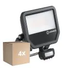 Confezione Multipack 4x Ledvance Proiettore LED Aluminium Nero 41W 5500lm 100D - 830 Luce Calda -  | IP65 - Sensore di Movimento e Luce - Simmetrico